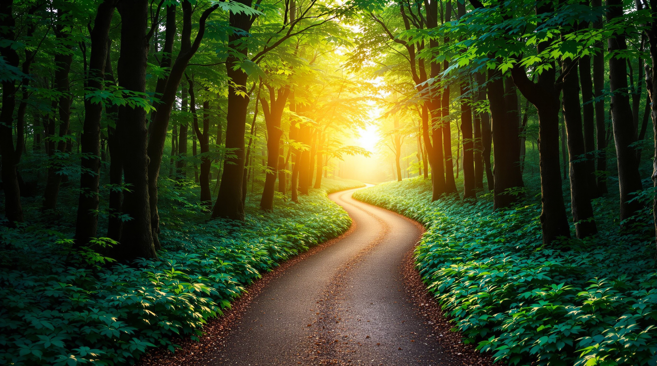 Sentier en forêt s'ouvrant vers la lumière, métaphore du rétablissement